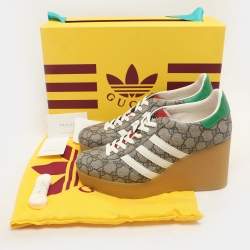 Gucci x Adidas Multicolor Coated Canvas GG Canvas Wedge Sneakers Size 41