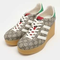 Gucci x Adidas Multicolor Coated Canvas GG Canvas Wedge Sneakers Size 41