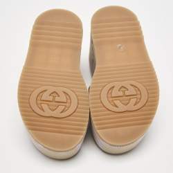 Gucci Beige/Purple Jumbo GG Canvas Platform Slide Sandals Size 35