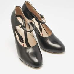Gucci Black Leather Lesley Ankle Strap Pumps Size 41.5