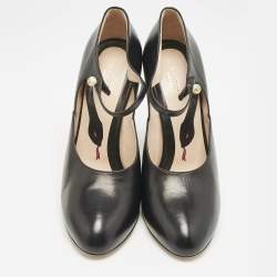 Gucci Black Leather Lesley Ankle Strap Pumps Size 41.5