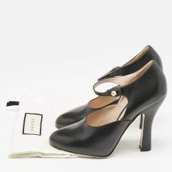 Gucci Black Leather Lesley Ankle Strap Pumps Size 41.5