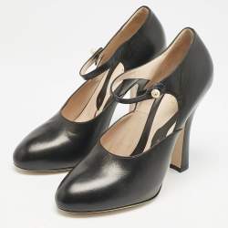 Gucci Black Leather Lesley Ankle Strap Pumps Size 41.5