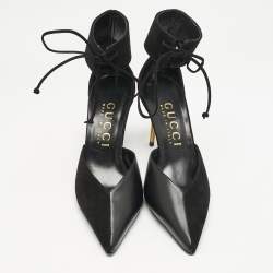 Gucci Black Leather and Suede Mary Jane Pumps Size 39