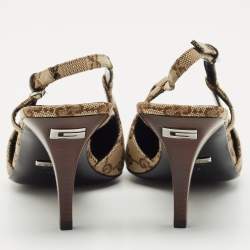 Gucci Beige GG Canvas Slingback Pumps Size 38