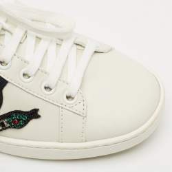 Gucci White Leather and Snakeskin Leather Ace Low Top Sneakers Size 35.5