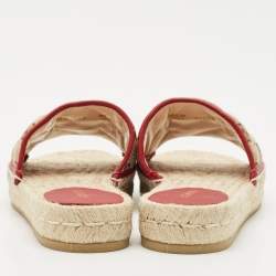 Gucci Beige GG Canvas GG Marmont Espadrille Flat Slides Size 35.5