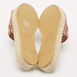 Gucci Beige GG Canvas GG Marmont Espadrille Flat Slides Size 35.5