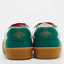 Gucci x Dapper Dan Green/Off White GG Micro Leather G74 Sneakers Size 35