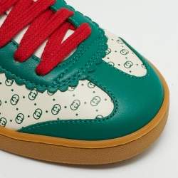 Gucci x Dapper Dan Green/Off White GG Micro Leather G74 Sneakers Size 35