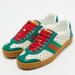 Gucci x Dapper Dan Green/Off White GG Micro Leather G74 Sneakers Size 35