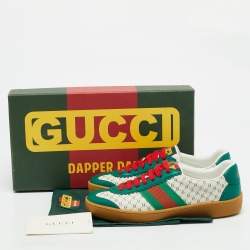 Gucci x Dapper Dan Green/Off White GG Micro Leather G74 Sneakers Size 35