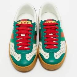 Gucci x Dapper Dan Green/Off White GG Micro Leather G74 Sneakers Size 35