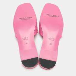 Gucci Pink interlocking G Canvas Flat Slides Size 36