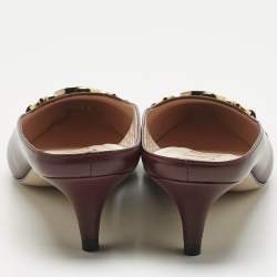 Gucci Burgundy Leather Zumi Mules Size 38.5