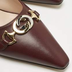 Gucci Burgundy Leather Zumi Mules Size 38.5