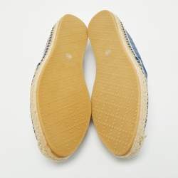 Pre Owned Gucci Blue Microguccissima Leather Espadrille Flats Size 37.5
