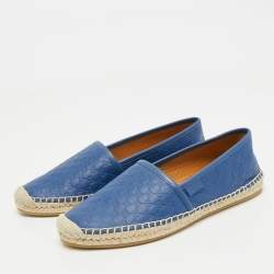 Pre Owned Gucci Blue Microguccissima Leather Espadrille Flats Size 37.5