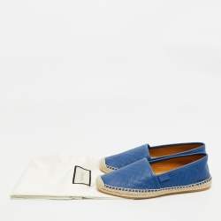 Pre Owned Gucci Blue Microguccissima Leather Espadrille Flats Size 37.5