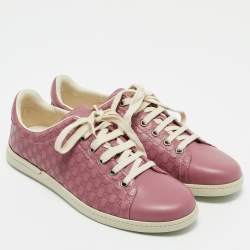 Gucci Pink GG Canvas And Leather Low Top Sneakers Size 37.5