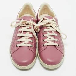 Gucci Pink GG Canvas And Leather Low Top Sneakers Size 37.5