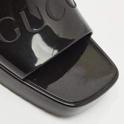 Gucci Black Rubber Logo Slide Sandals Size 39