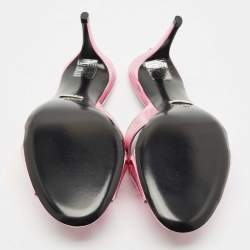 Pre Owned Gucci Metallic Pink Leather Criss Cross Slide Sandals Size 37