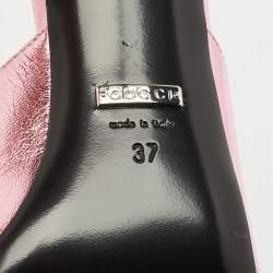 Pre Owned Gucci Metallic Pink Leather Criss Cross Slide Sandals Size 37