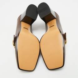 Gucci Brown Leather GG Web Loafer Pumps Size 38