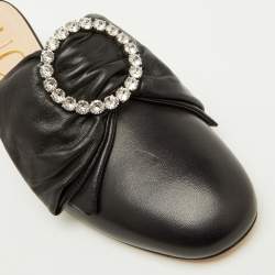 Gucci Black Leather Candy Bow Crystal Embellished Mules Size 36.5