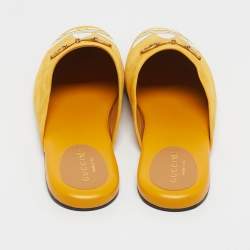 Pre Owned Gucci x Adidas Yellow Suede Trefoil Slippers Size 42