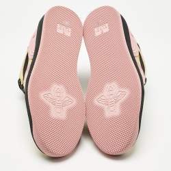 Pre Owned Gucci Multicolor Fabric and Leather Basket Low Top Sneakers Size 36