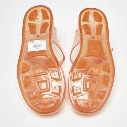 Pre Owned Gucci Orange Glossy Jelly GG Marmont Flat Sandals Size 35