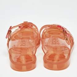 Pre Owned Gucci Orange Glossy Jelly GG Marmont Flat Sandals Size 35