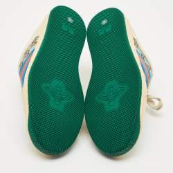 Pre Owned Gucci Multicolor Nubuck Leather and Crystal GG Canvas Screener Sneakers Size 42