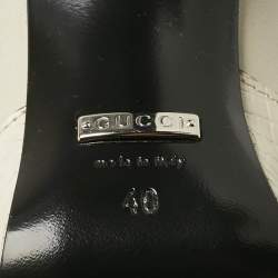 Pre Owned Gucci Off White Snakeskin Embossed and Leather Thigh High Boots Size 40