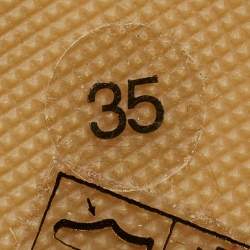 Pre Owned Gucci Metallic Gold Leather GG Marmont Pilar Espadrille Flat Slide Sandals Size 35