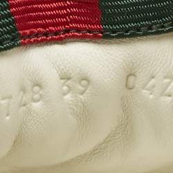 Pre Owned Gucci White/Pink Leather GG Lace Up Sneakers Size 39