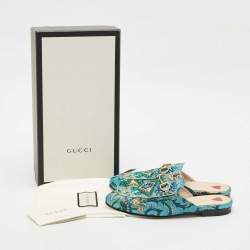 Pre Owned Gucci Multicolor Brocade Fabric Princetown Flat Mules Size 36