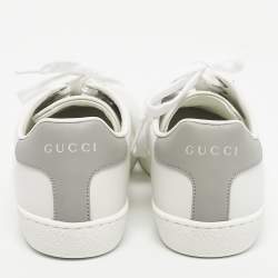 Pre Owned Gucci White Perforated Interlocking G Leather Ace Sneakers Size 35