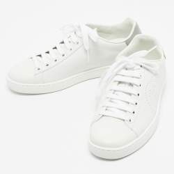 Pre Owned Gucci White Perforated Interlocking G Leather Ace Sneakers Size 35