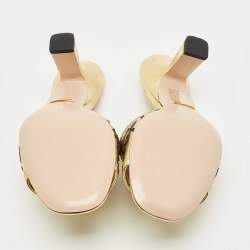 Pre Owned Gucci x Adidas Gold Leather Nappa Silk Slide Sandal Size 36