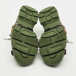 Pre Owned حذاء رياضي غوتشي فلاشترك جلد وشبك وجلد سويدي متعدد الألوان مقاس 37