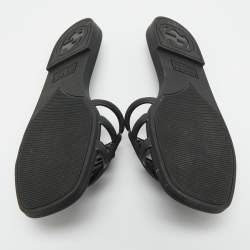 Pre Owned Gucci Black Rubber Interlocking G Flat Slides Size 35