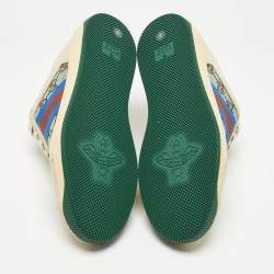 Pre Owned Gucci Multicolor Nubuck Leather and Crystal GG Canvas Screener Sneakers Size 37