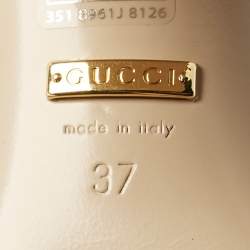 مملوكة مسبقًا صندل غوتشي هورسبيت مقدمة مفتوحة كعب سميك سير كاحل جلد أحمر مقاس 37