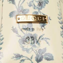 مملوكة مسبقًا حذاء سلايد غوتشي جلد أسود/كريمي مزين فيونكة ويب مقدمة مدببة مقاس 37.5