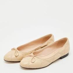 Pre Owned Gucci Beige GG Matelassé Leather Jolie Ballet Flats Size 37