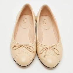 Pre Owned Gucci Beige GG Matelassé Leather Jolie Ballet Flats Size 37