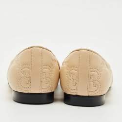Pre Owned Gucci Beige GG Matelassé Leather Jolie Ballet Flats Size 37